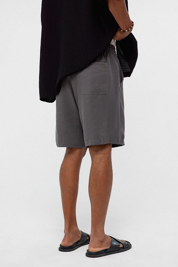 Oversize Modal Kumaş Bermuda Şort Antrasit - 4