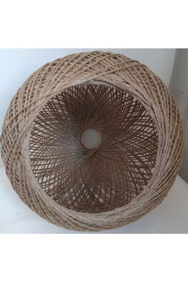 Jüt Ip Hasır Top Balon Avize Başlığı - Lambader Başlığı- Abajur Şapkası [çap (Ø) : 17 Cm] - 2