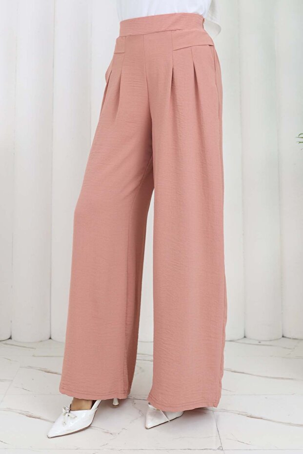 Wide Leg Pleated Trousers Powder 6718