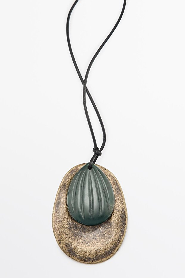 Oval metal parçalı kolye - 4