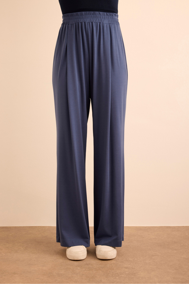 Beli Lastikli Örme Bol Pantolon - 2