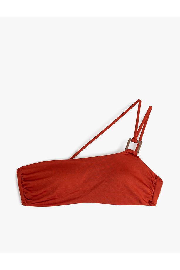 Hafif Destekli Aksesuarlı Tek Omuz Bikini Üstü - 1