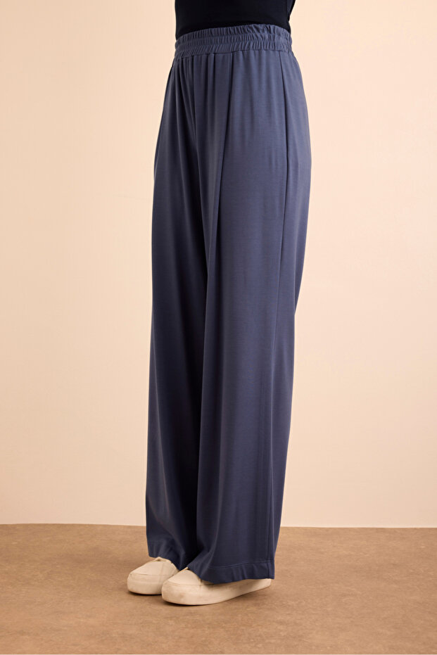 Beli Lastikli Örme Bol Pantolon - 3