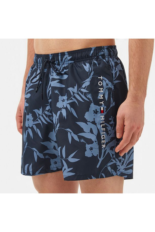 Medium Drawstring Print Erkek Mavi Mayo - 4