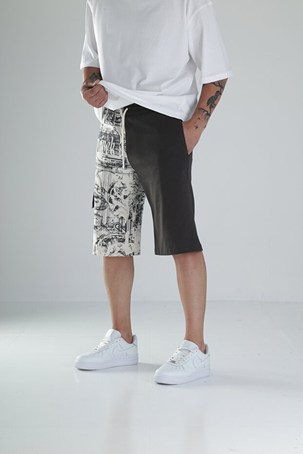 شورت كاكي بتصميم منقوش - 2