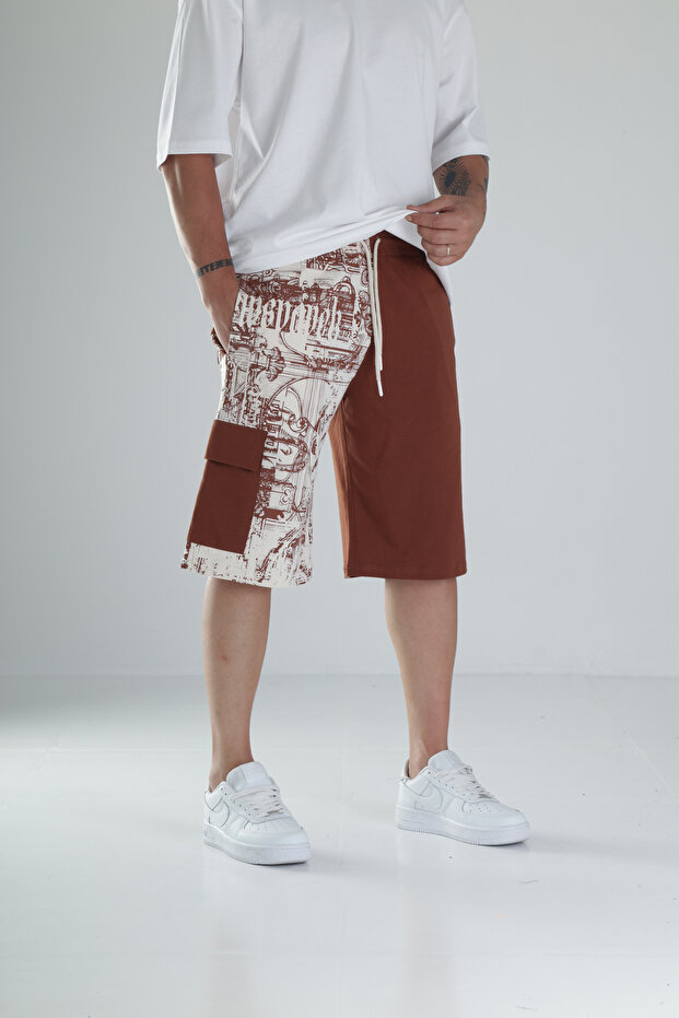 شورت منقوش بتصميم البلاط - 1