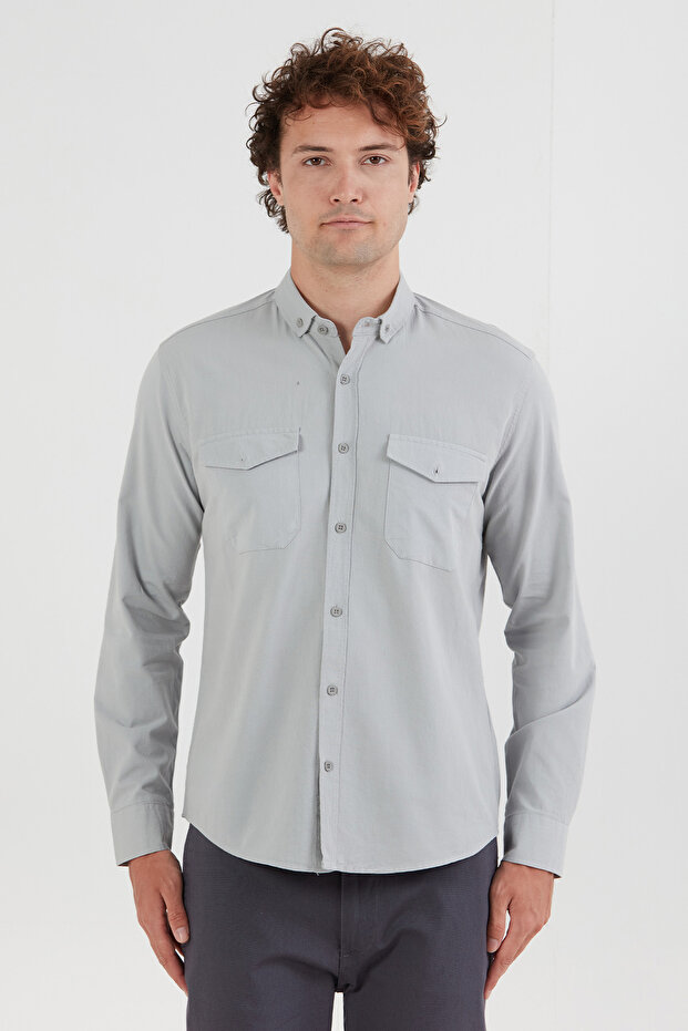 Basic Çift Cepli Gömlek - 5