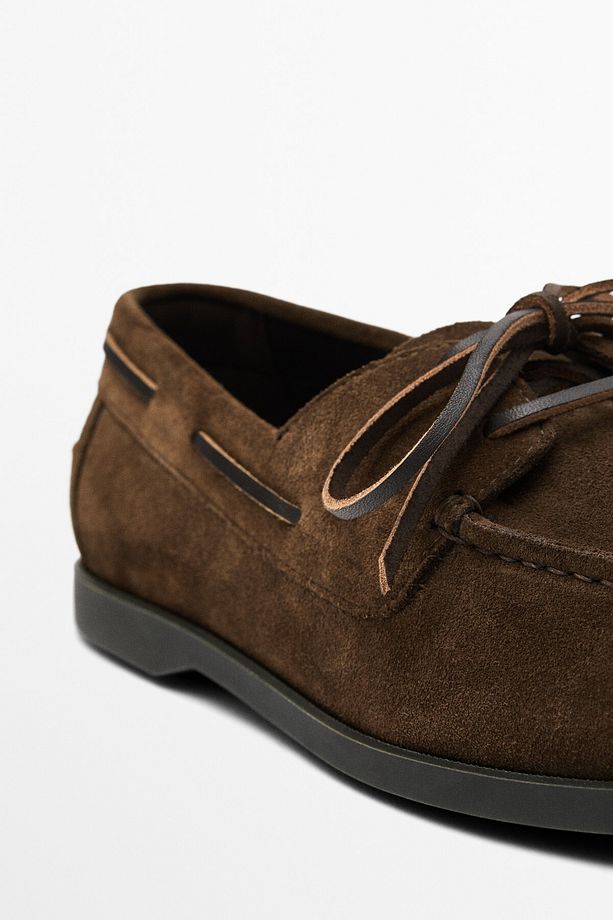 Split suede deck shoes with moc toe - 5