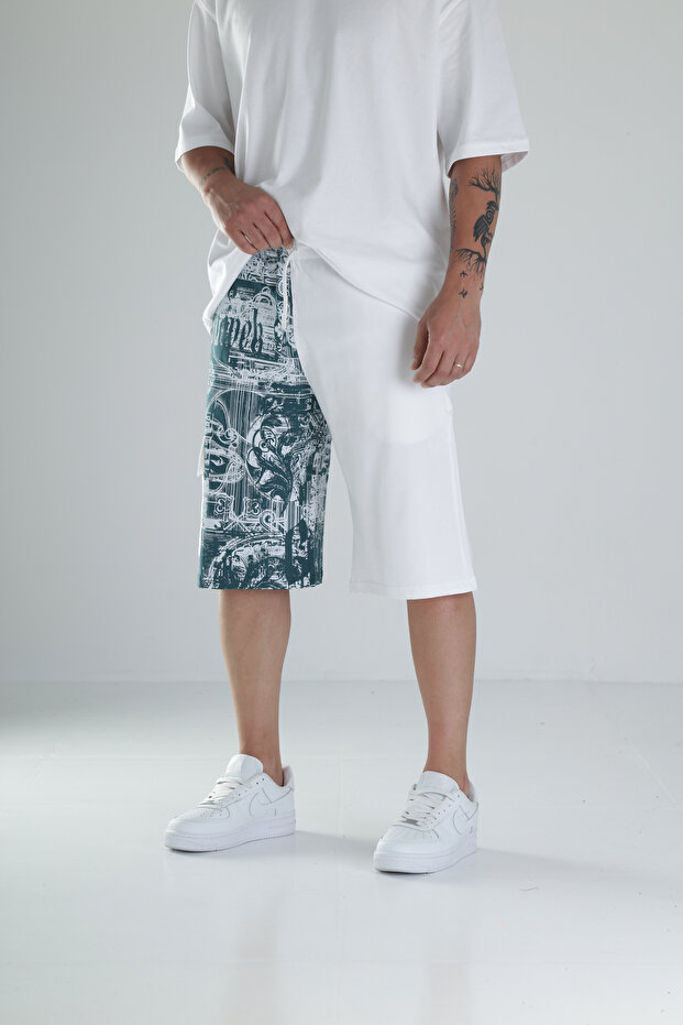 تصميم منقوش شورت أبيض - 1