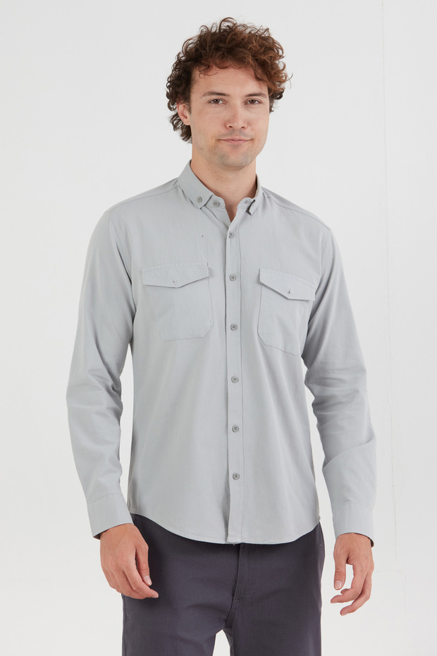 Basic Çift Cepli Gömlek - 2