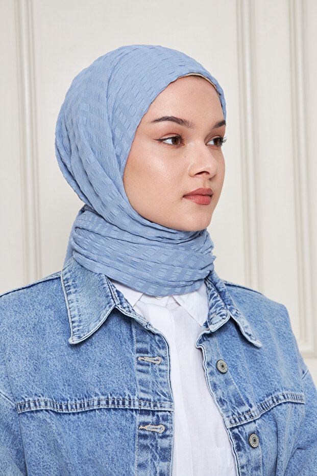 شال شيفون آريا مخطط متدرج - أزرق دينم -