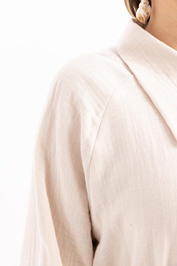 Stone-Asymmetrical Cut Patch Shirt - 5