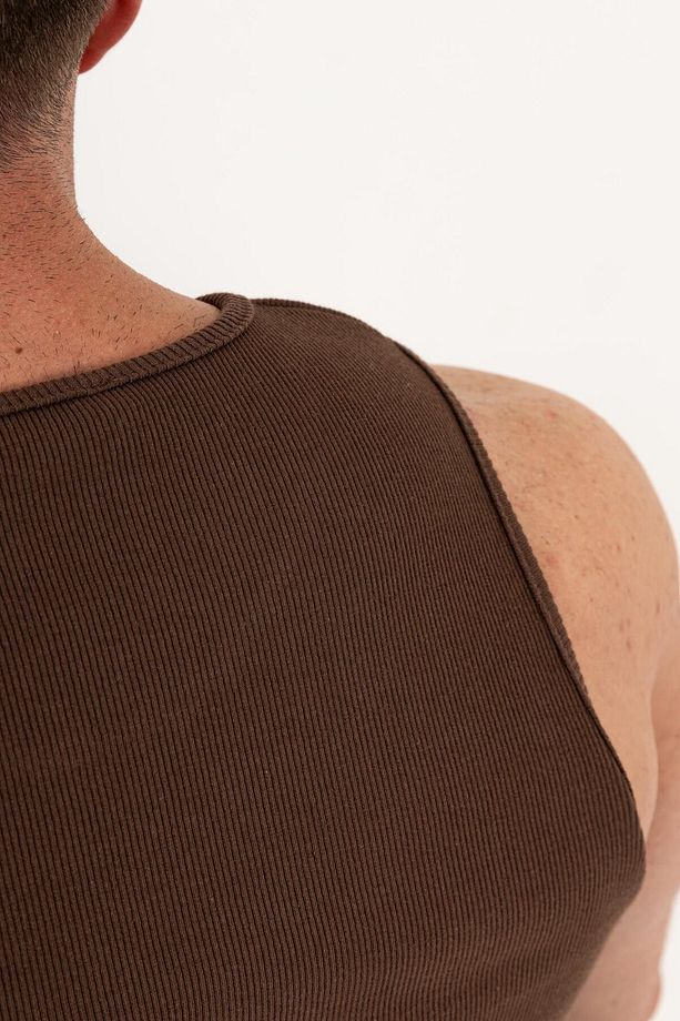 Erkek Beyaz Ribana Fitilli Atlet – Yazlık Slim Fit Basic Atlet - 4
