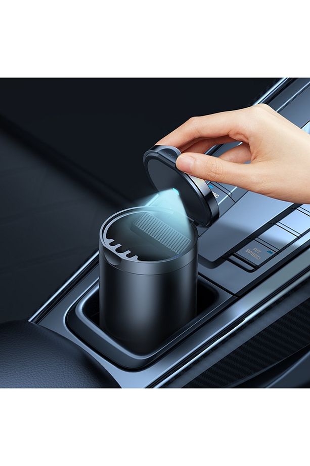 Premium 2 Serisi - Ortam LED Işığı ve Araba Bardak Tutucuları için Su Geçirmez Küllük - Siyah - 7