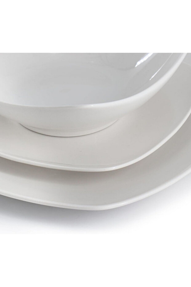 طقم أدوات مائدة سيراميك فاخر مربع الشكل للاستخدام اليومي، مكون من 12 قطعة - 5