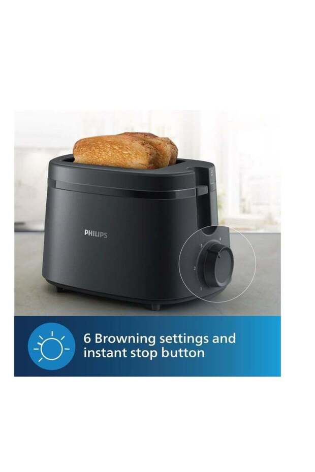 HD2510/91 Toaster, 2 Slice Capacity, 6 Levels, Black - 5