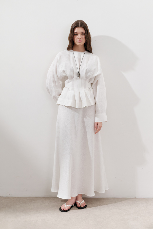LEINEN ZWEIKNÖCHEL BLUSE ECRU - 1