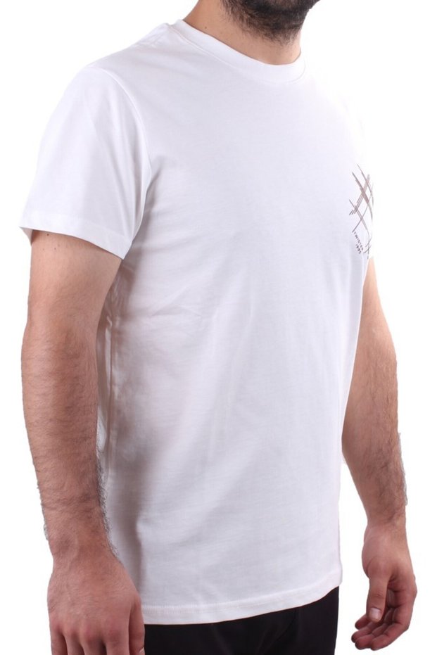 2319 Ecru Casual Cotton Crew Neck Men's T-Shirt