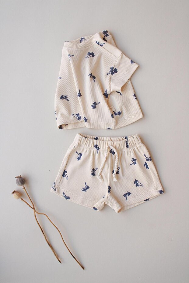 Palm Pattern Camisole Shorts Set - 4