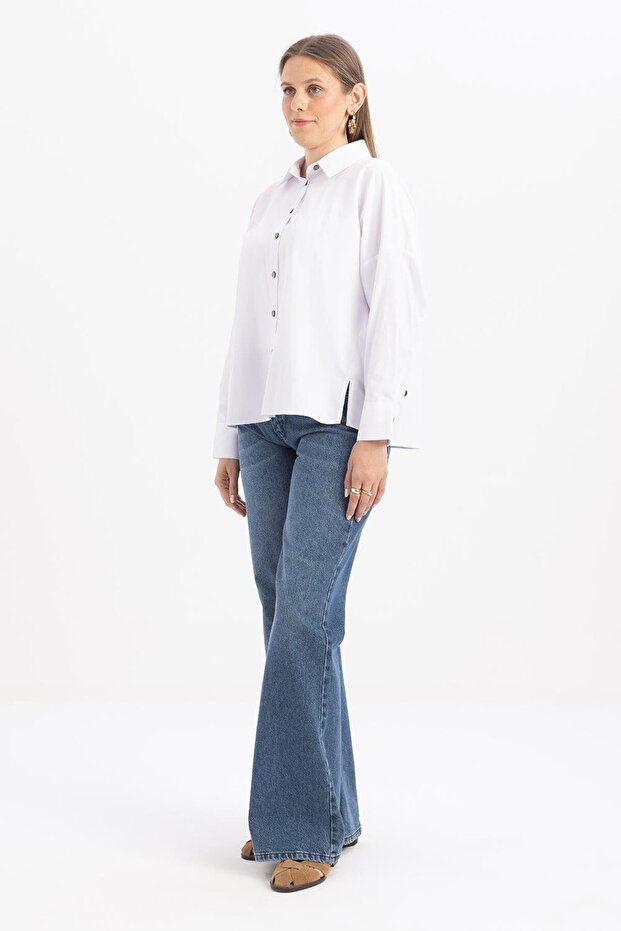 White-Shirt with Back Drawstring Detail