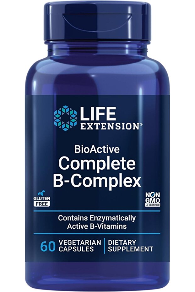 Bioactive Complete B-Complex, Heart, Brain and Nerve Support, Healthy Energy, Metabolism, Complete B Complex, 60 Vegetarian Capsules