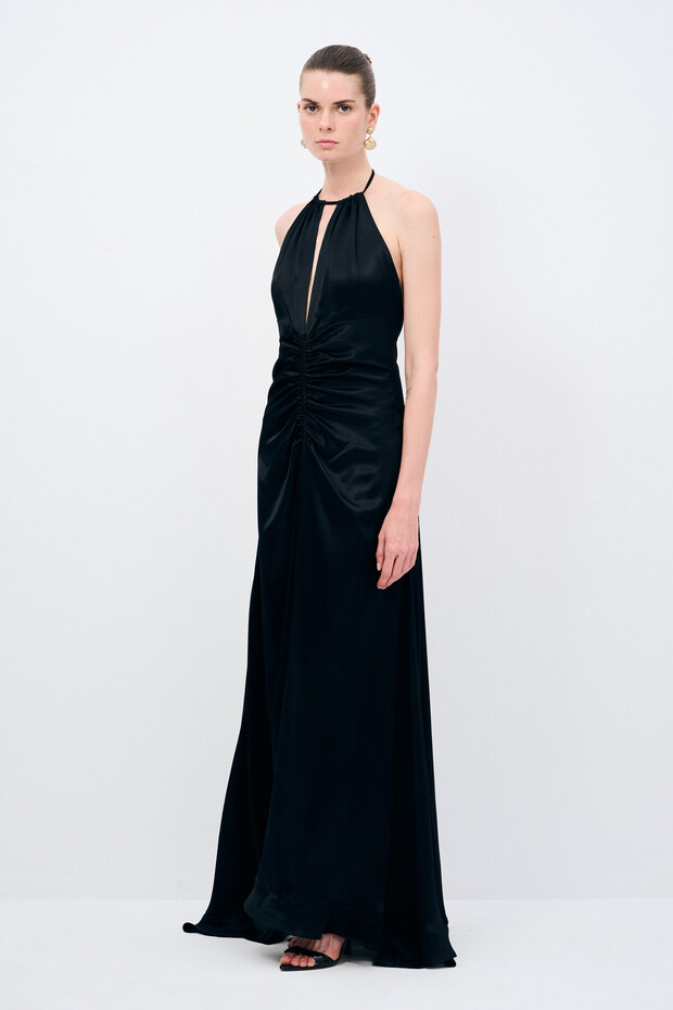 Night Zoom Büzgülü Örme Elbise - 3