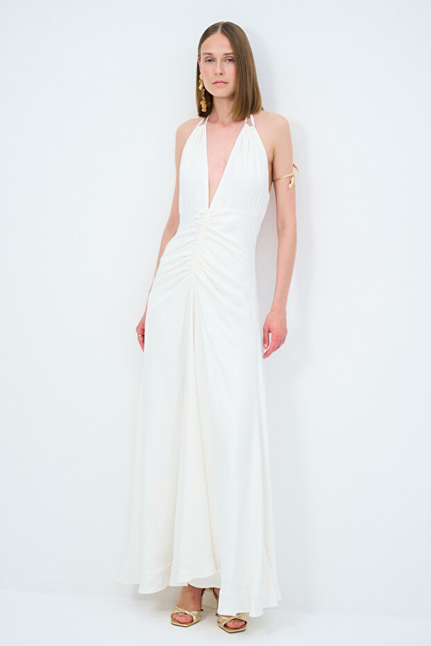 Night Zoom Büzgülü Örme Elbise - 1