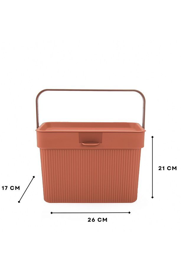Homing Çok Amaçlı Kulplu Kapaklı Deterjan Kutusu Organizer 6lt Soft Kiremit - 4