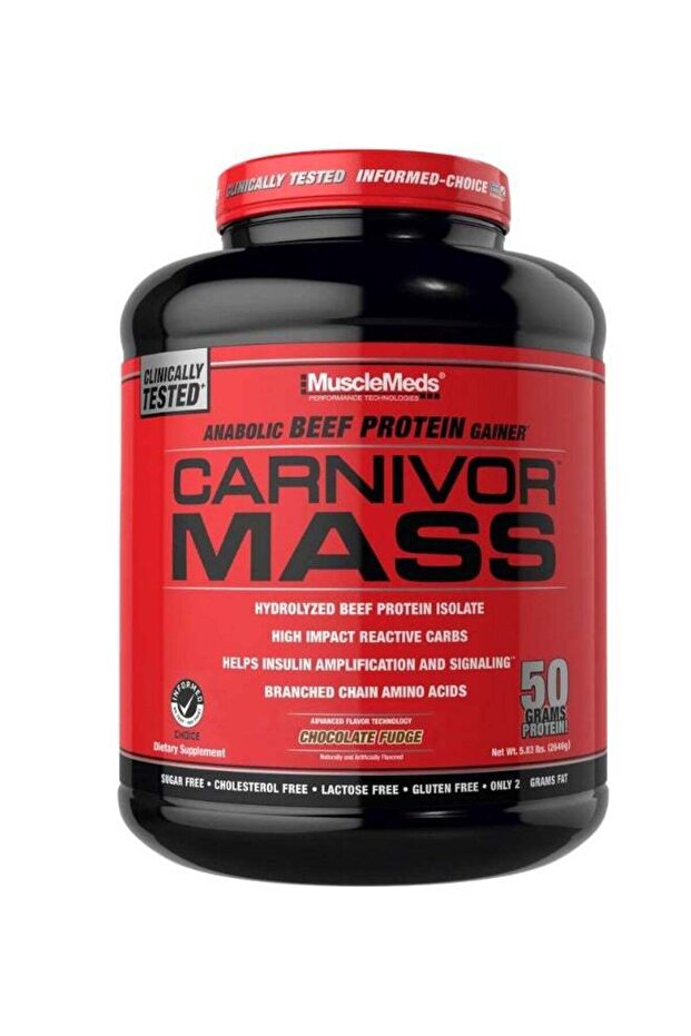 Carnivor Mass Anabolic Beef Protein Gainer Chocolate Fudge Flavor 5.83 Lbs