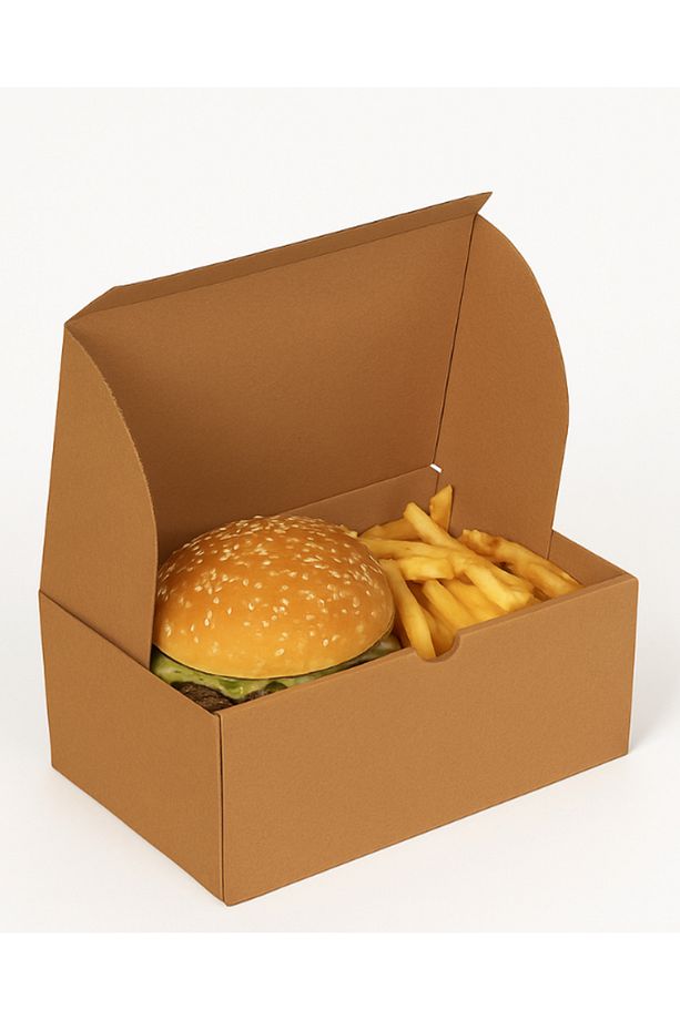 22,5x12,5x10 Cm Baskısız Hamburger Kutusu-kraft-50 Adet - 3