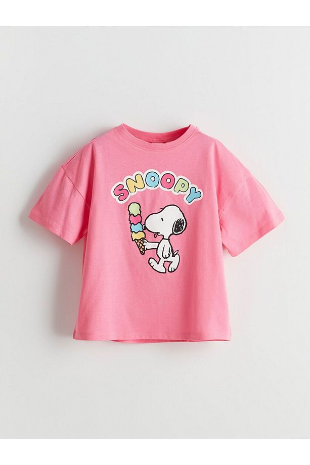 Bisiklet Yaka Snoopy Baskılı Kız Çocuk Şortlu Pijama Takımı - 2