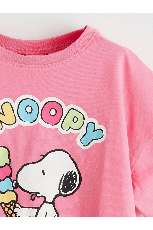 Bisiklet Yaka Snoopy Baskılı Kız Çocuk Şortlu Pijama Takımı - 3