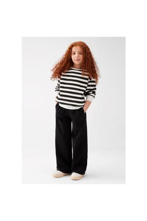 MAVİ BASKILI GENİŞ PAÇA ÖRME PANTOLON - 1