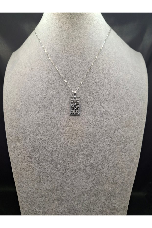 Silver Color Tarot Card Model Crab Zodiac Sign Steel Necklace
