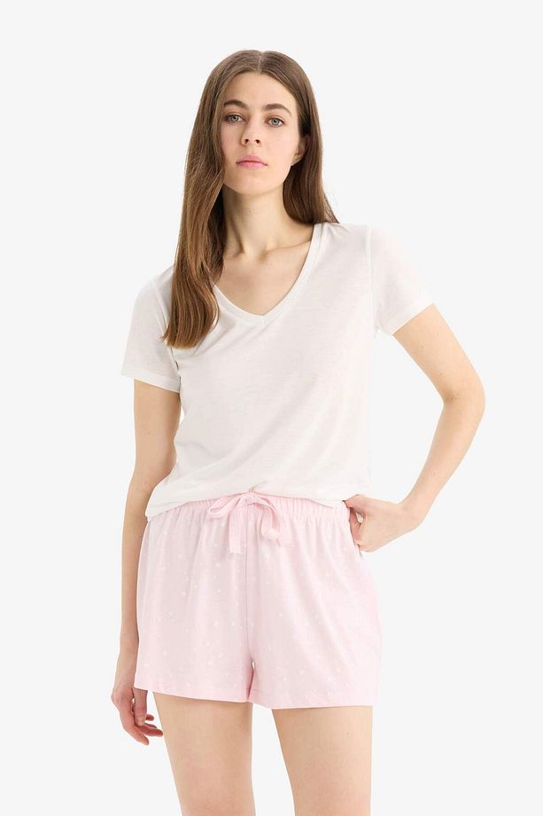 Regular Fit Beli Lastikli Şort Pijama Altı-Fall in Love E7362AX25SM - 3