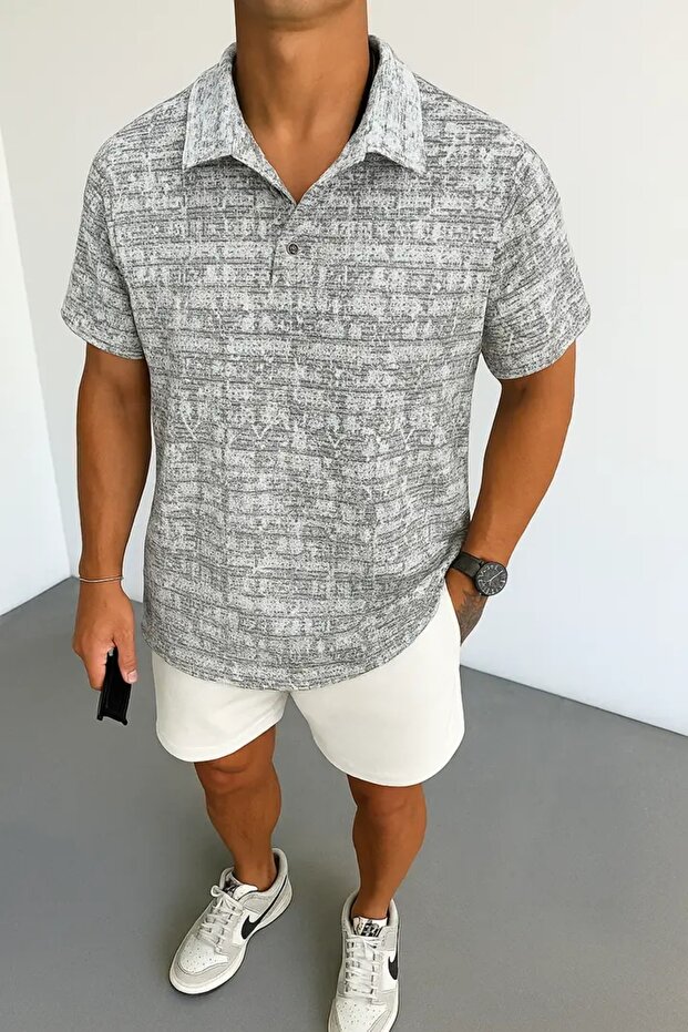 Regular Patterned Polo Tshirt - 1