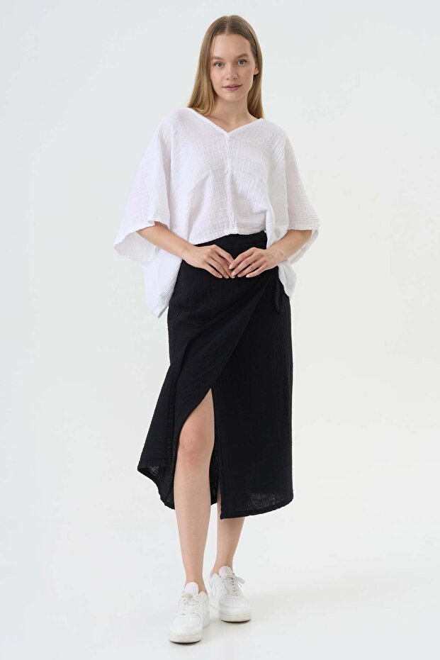 Anvelop Siyah Müslin Etek - 2
