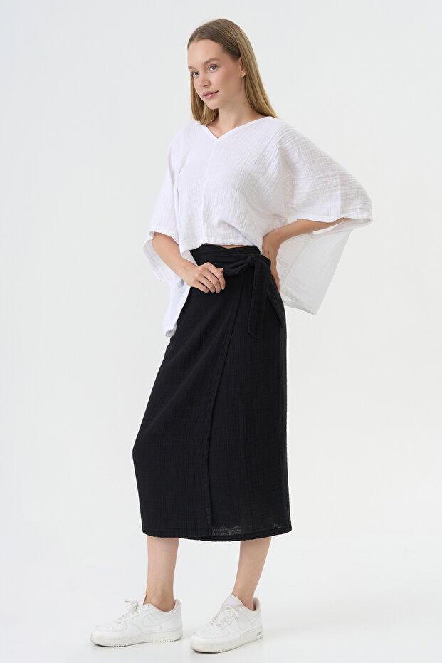 Anvelop Siyah Müslin Etek - 4