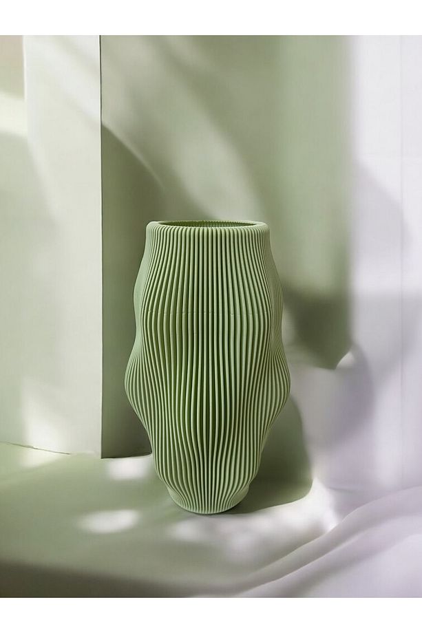 Ripple Form Vazo – Mint Yeşili | Modern Dalga Desenli Dekoratif Vazo - 5