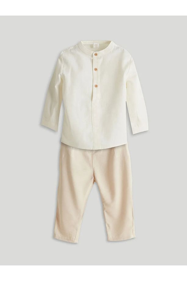 KANZ Ekru Basic Erkek Bebek Gömlek ve Pantolon 2'li - 4