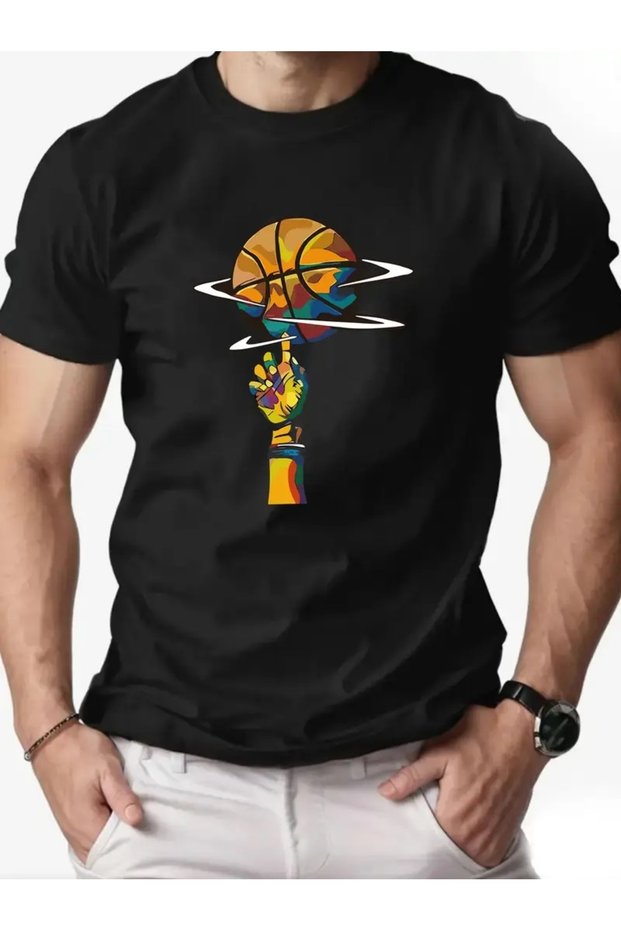 qubo Unisex Oversized Printed Cotton Crew Neck Short Sleeve BLACK T-shirt