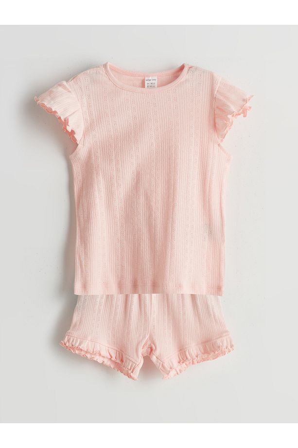 Bisiklet Yaka Kız Bebek Şortlu Pijama Takımı - 1