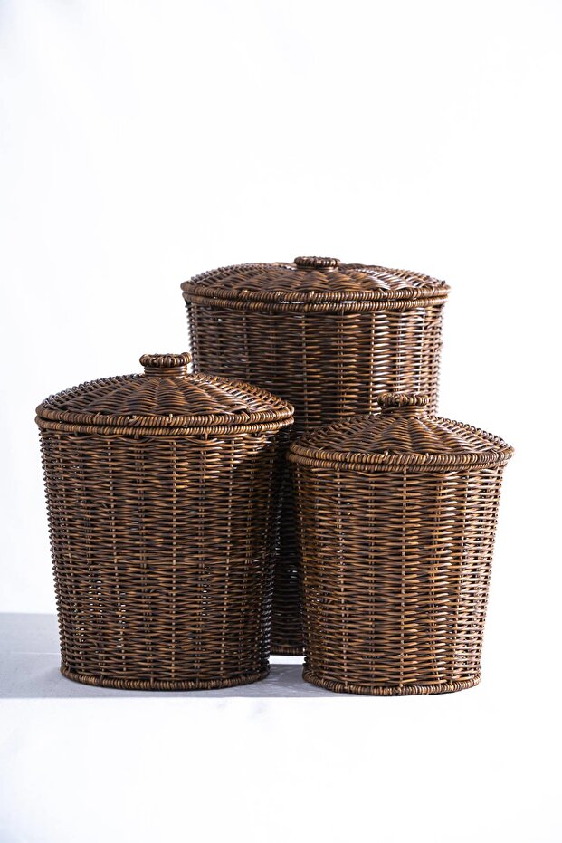 Nomad 3-Piece Lidded Wicker Basket Set