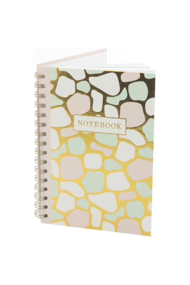 دفتر ملاحظات مبطن بالحجر A5 - 100 ورقة ذهبية - 1