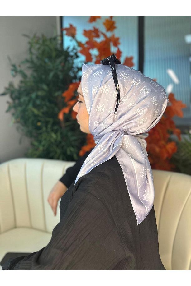 Desenli Vual İpek Eşarp-6204527 - 1