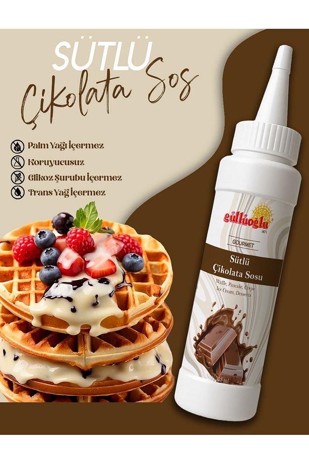 Sütlü Çikolata Sos - Waffle & Krep & Pankek & Tatlı & Dondurma & Kruvasan Sos - 300 gr / 225 ml - 3