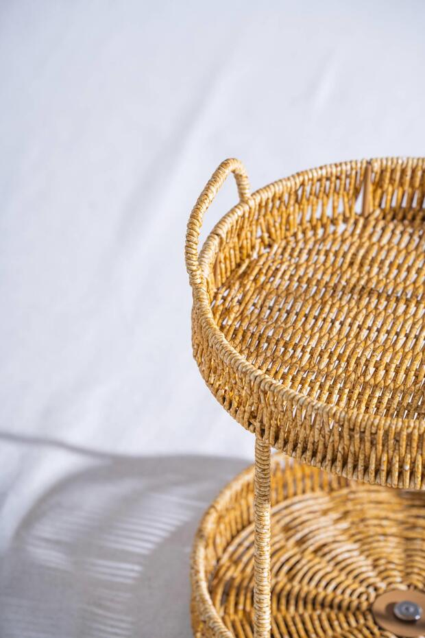 Nomad Two-Tier Wicker Round Rotating Presentation Stand - 3