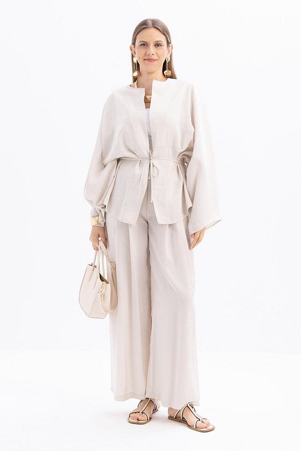 Taş-Belden Bağcıklı Modal Kimono - 2