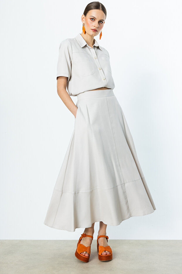 Fusta Midi din bumbac - 2