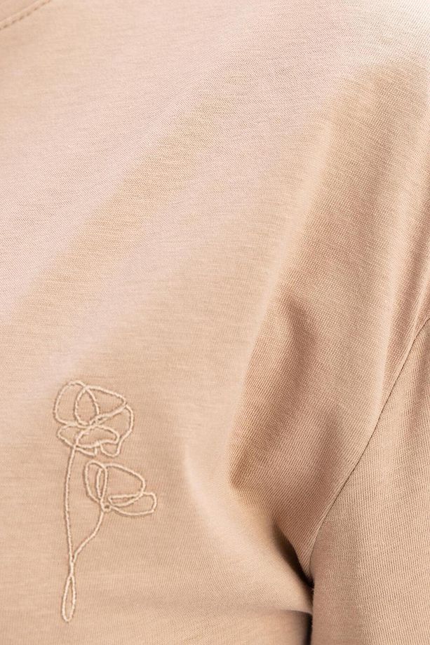 Vizon-Kısa Kollu Nakış Detaylı Süprem Tshirt - 5